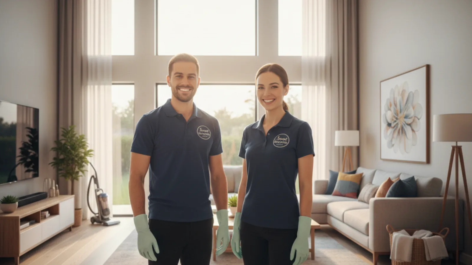 Professional cleaning team at work